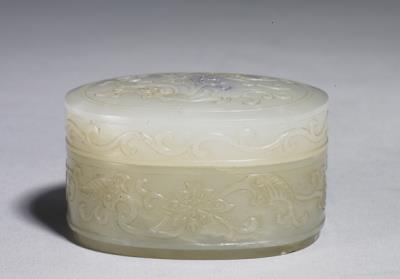 图片[2]-Jade oval box carved with flowers, Ming dynasty (1368-1644)-China Archive